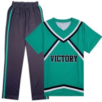 Custom-made men's short-sleeved cheerleading uniform suit V-neck design contrast color stripe cheerleading uniform Cheerleading uniform center CH217